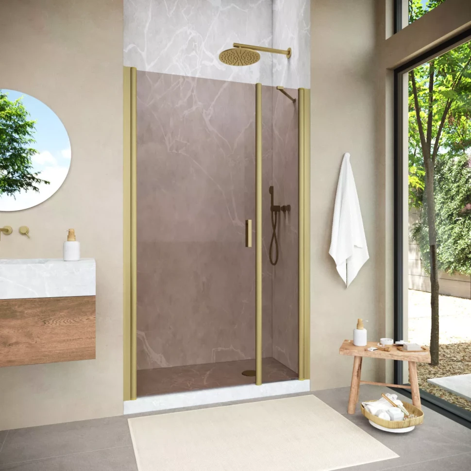 Душевая дверь Vegas-Glass EP-F-2 NOVO 180 h200 золото матовое