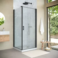 Угловые душевые ограждения с распашными дверями EP-Fis NOVO 80x120 h200 черный матовый