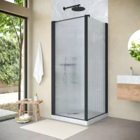 Угловые душевые ограждения с распашными дверями EP-Fis NOVO 80x120 h200 черный матовый