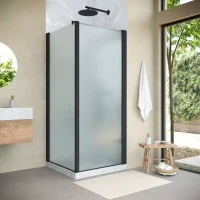 Угловые душевые ограждения с распашными дверями EP-Fis NOVO 80x120 h200 черный матовый