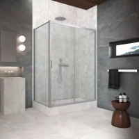 Угловые душевые ограждения ZP+ZPV Protec 100x75 матовый хром