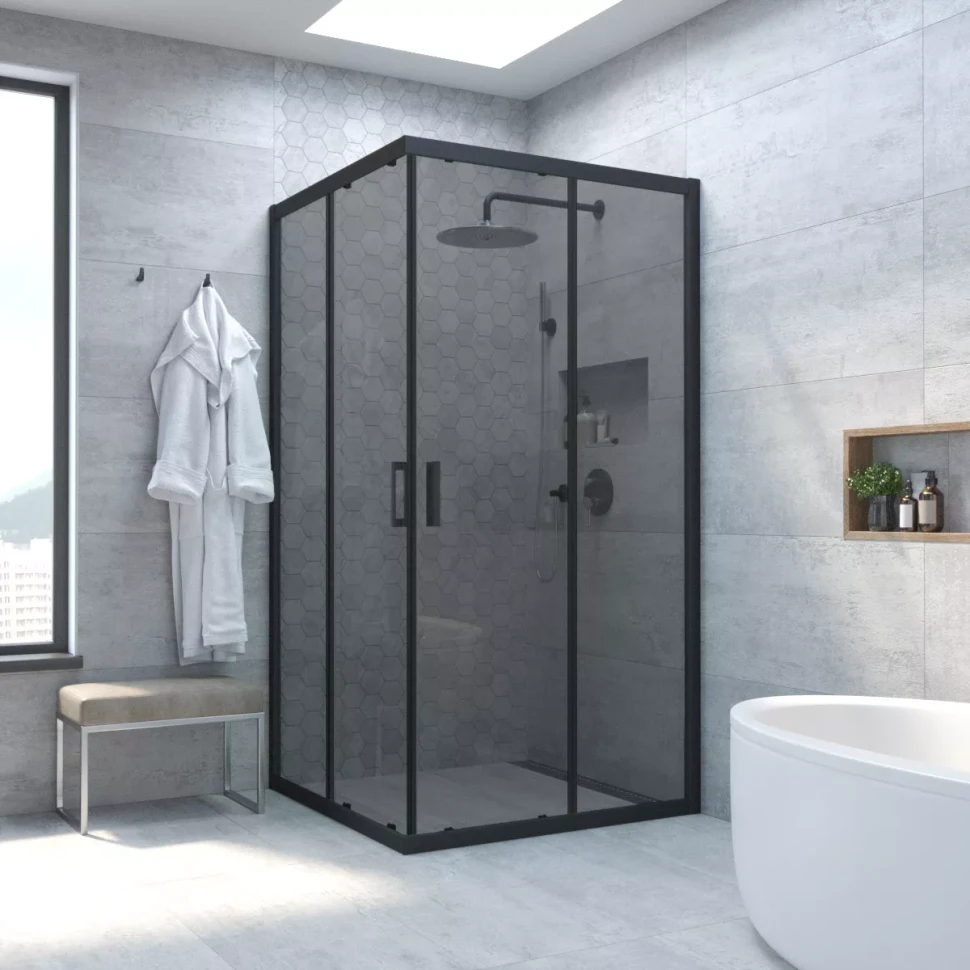 Душевой уголок Vegas-Glass ZA NOVO 85x85 черный матовый