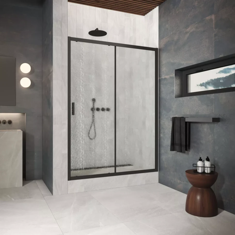 Двери в душевой проем ZP Protec 140 черный матовый