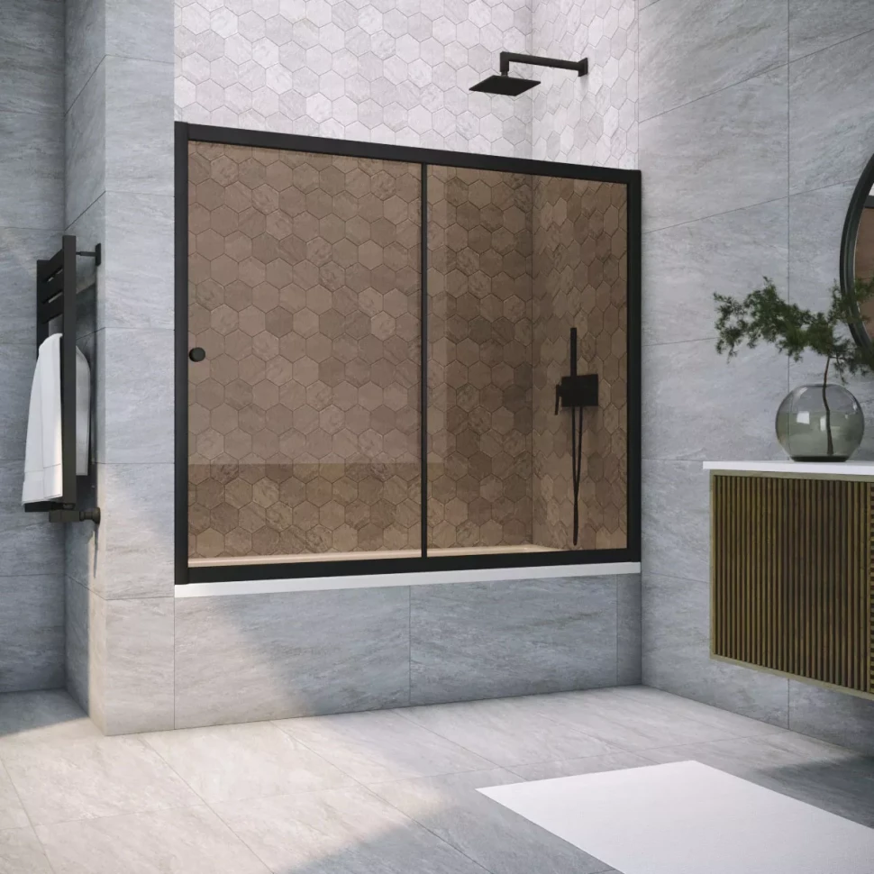 Ограждения на ванну Vegas-Glass ZV NOVO 180 черный матовый