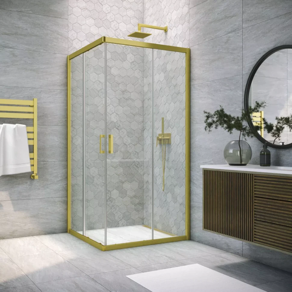 Душевой уголок Vegas-Glass ZA NOVO 90x90 золото матовое