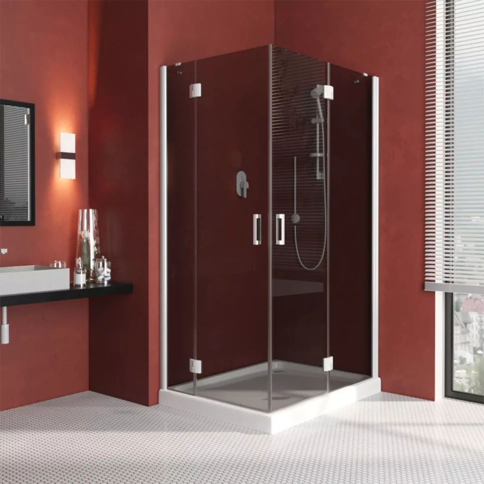 Угловые душевые ограждения с распашными дверями AFA-F LUX 110x90 белый