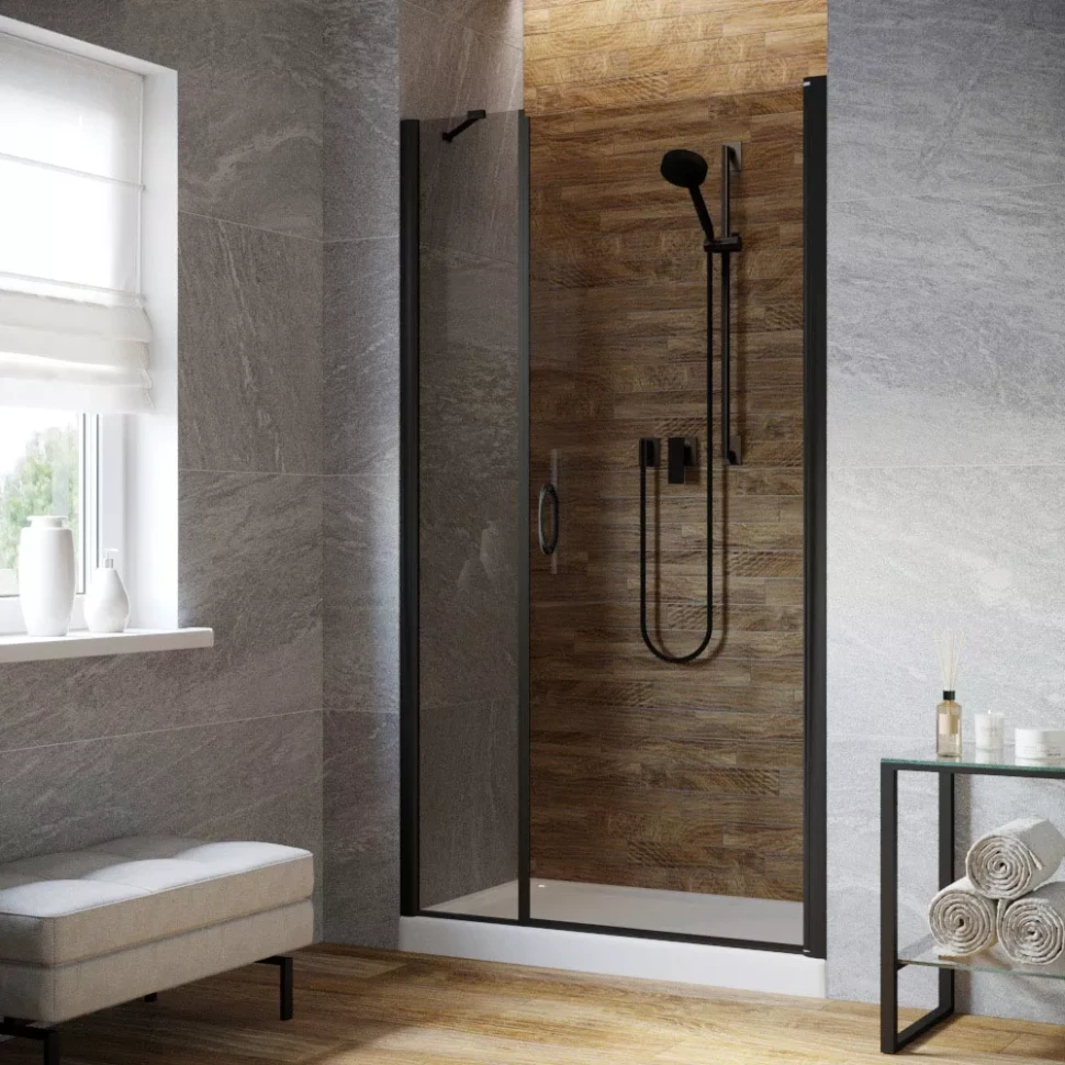 Душевая дверь в нишу Vegas-Glass EP-F-2 LUX 125 черный матовый