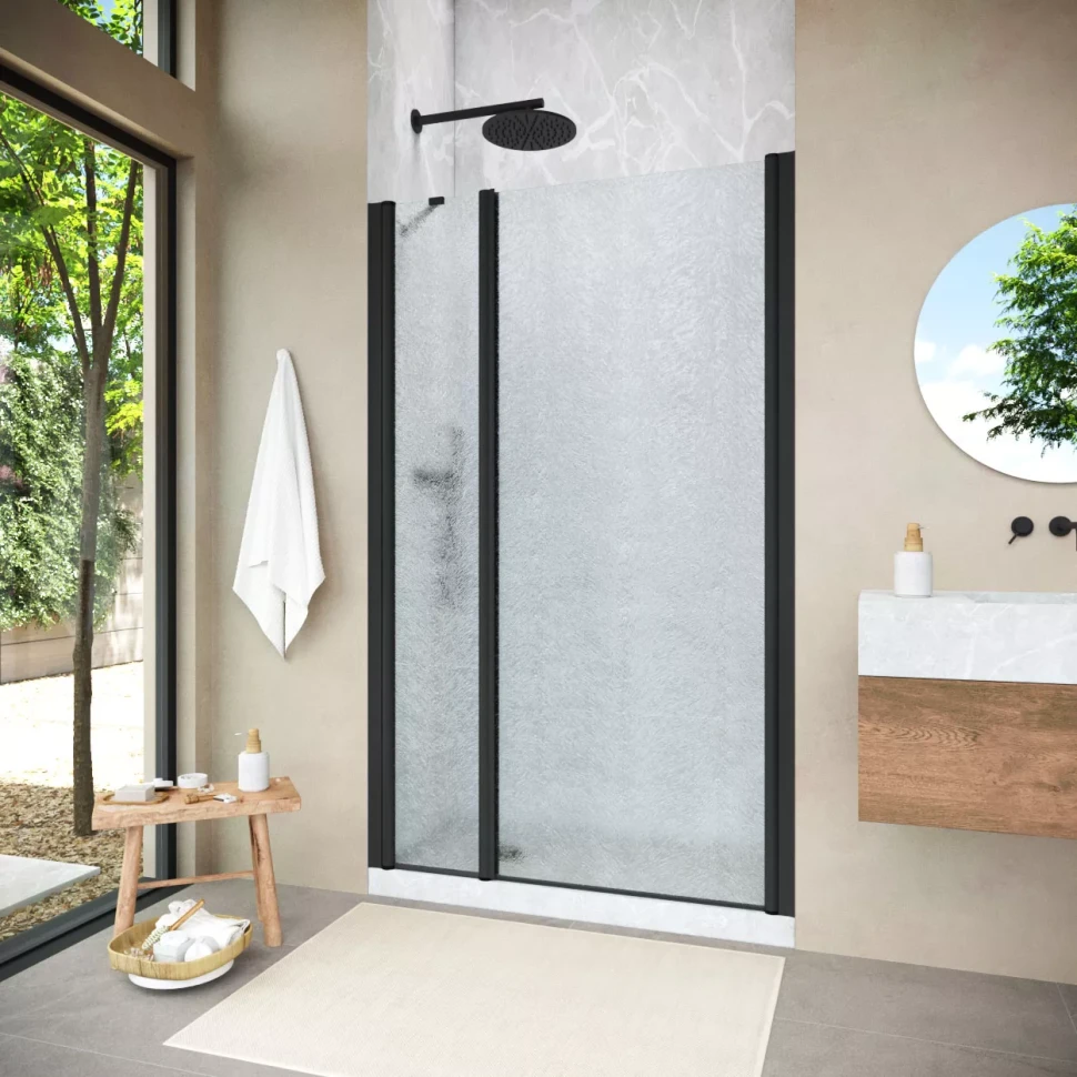 Душевая дверь Vegas-Glass EP-F-2 NOVO 180 h200 черный матовый