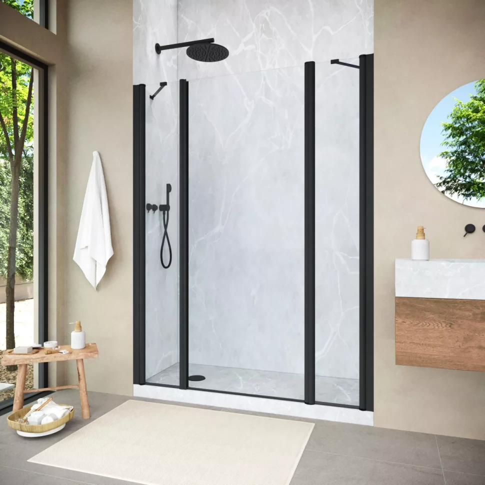 Душевая дверь Vegas-Glass EP-2F NOVO 185 h200 черный матовый