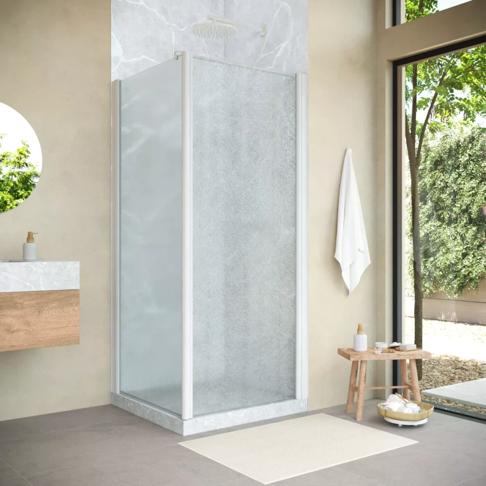 Угловые душевые ограждения с распашными дверями EP-Fis NOVO 80x80 h200 белый