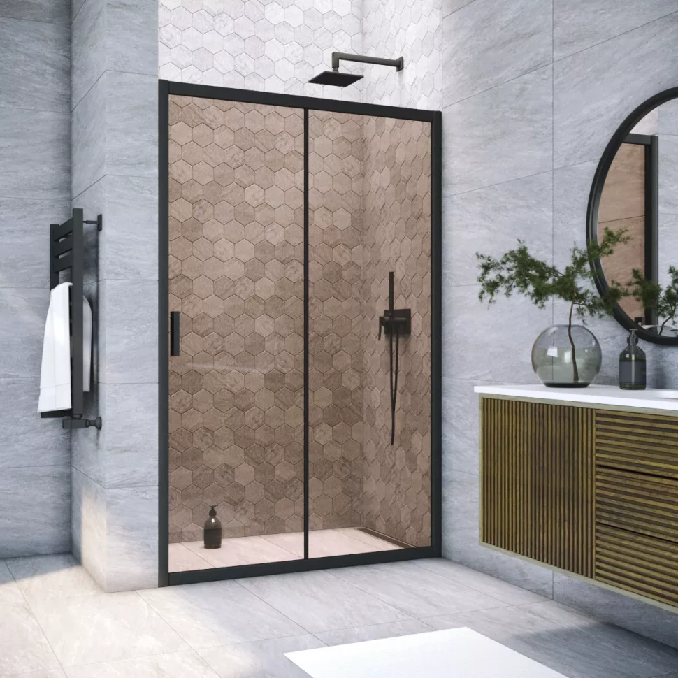 Дверь в душевой проем Vegas-Glass ZP NOVO 110 черный матовый