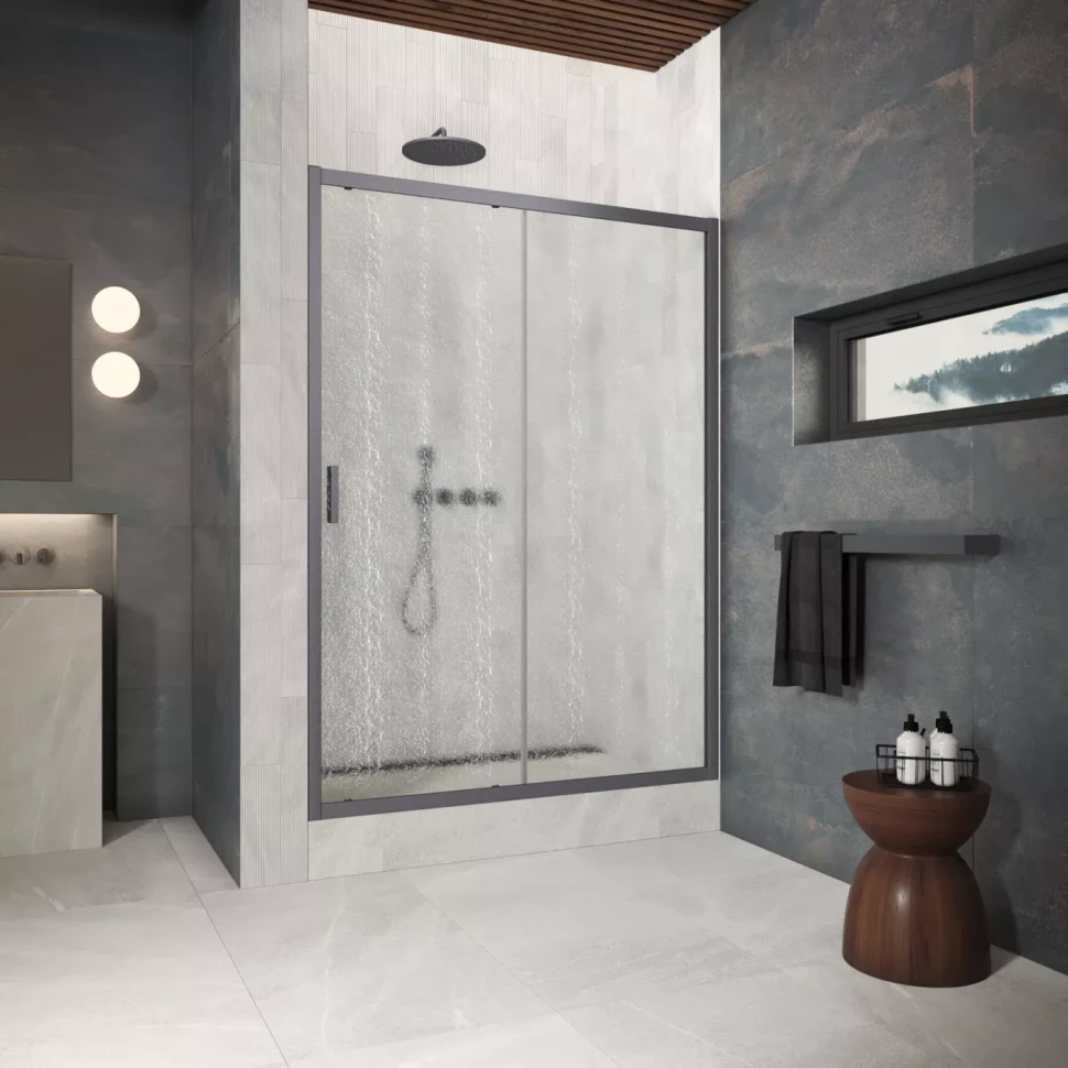 Двери в душевой проем ZP Protec 145 Тёмная оружейная сталь (GunMetal)