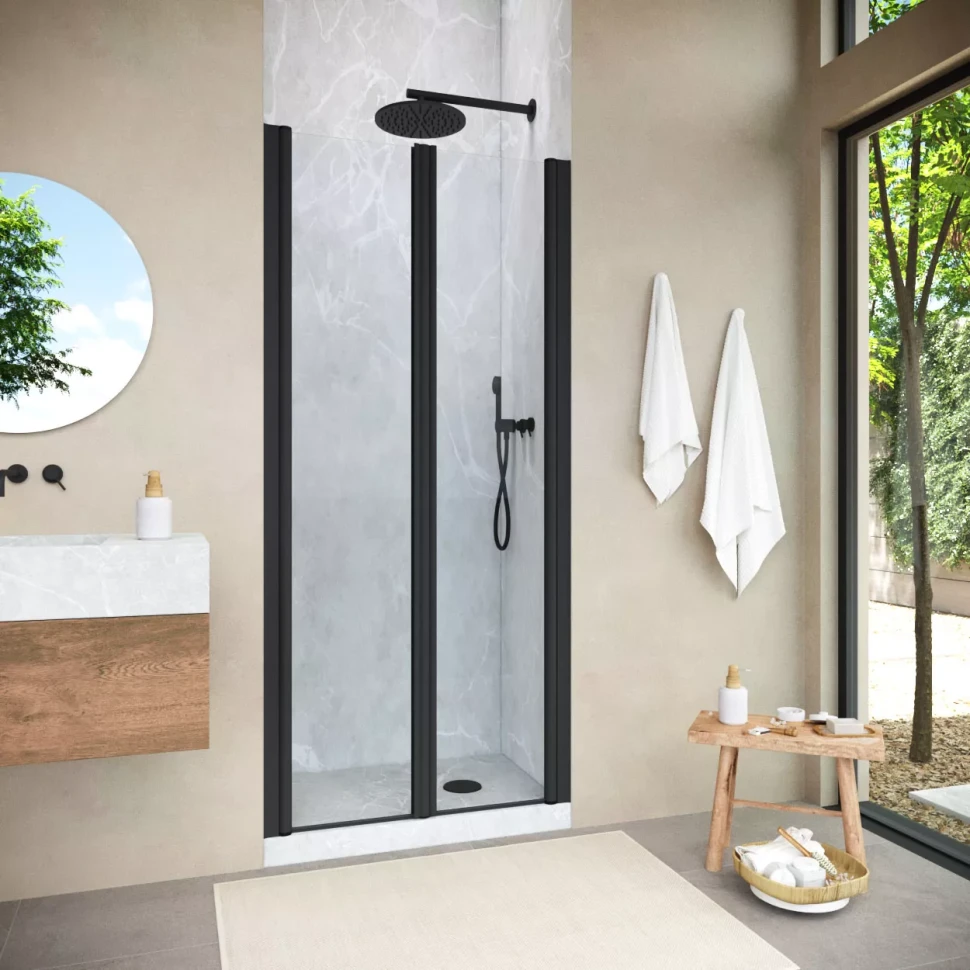 Душевая дверь в нишу Vegas-Glass E2P NOVO 95 h200 черный матовый