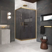 Угловые ограждения с раздвижными дверями ZA-F Protec 100x95 золото матовое