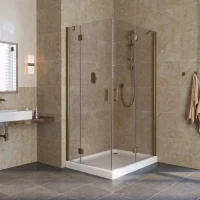 Угловые душевые ограждения с распашными дверями AFA-F LUX 120x100 бронза