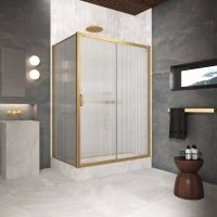 Угловые душевые ограждения ZP+ZPV Protec 160x80 золото матовое