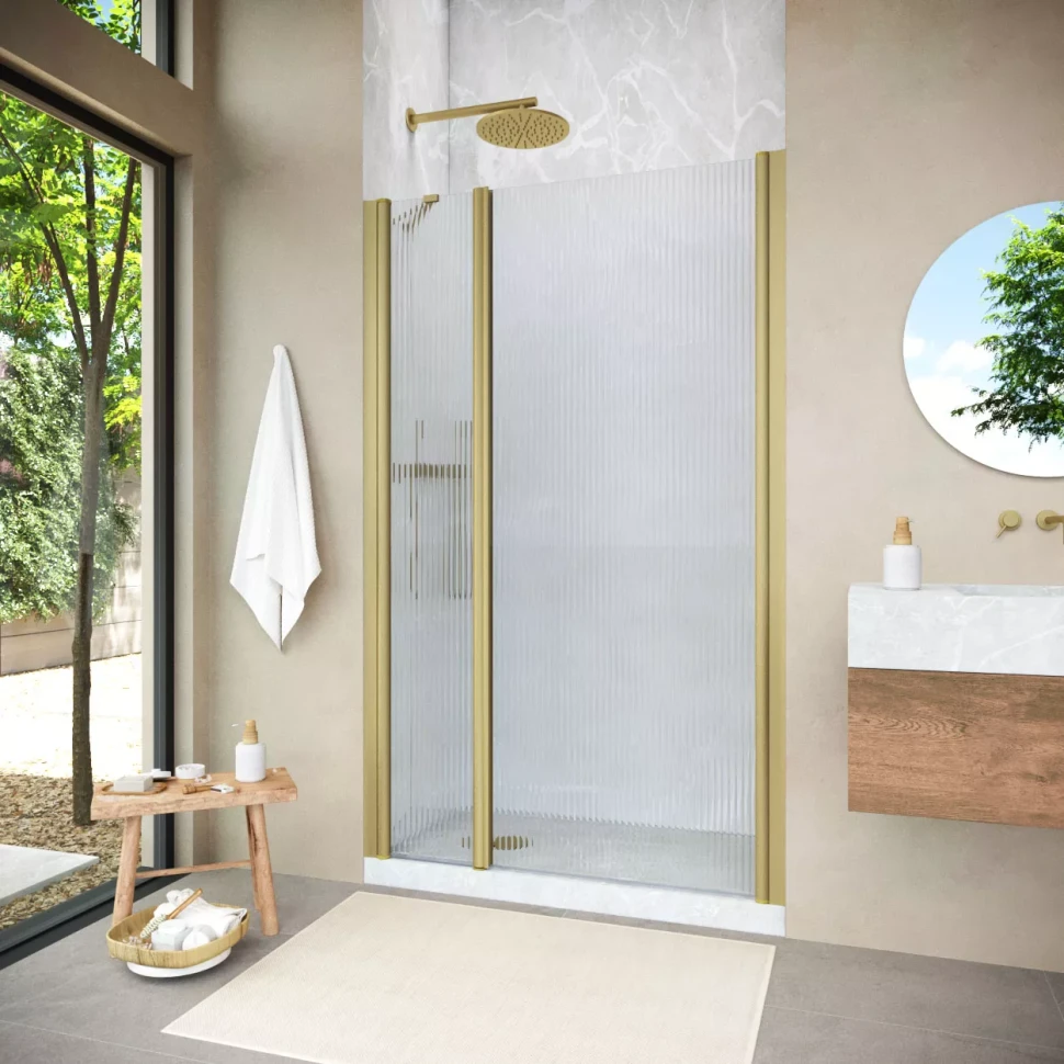 Душевая дверь Vegas-Glass EP-F-2 NOVO 185 h200 золото матовое