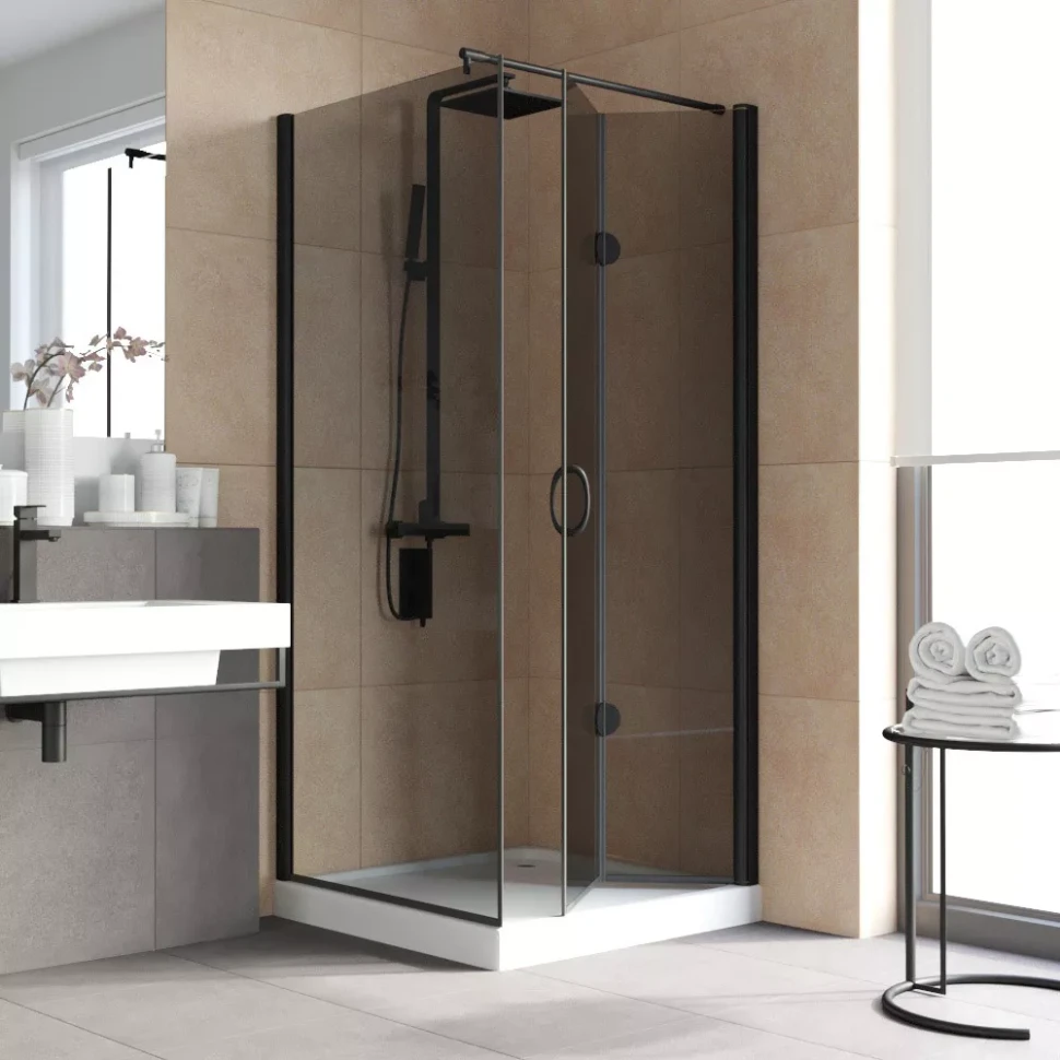 Душевой уголок Vegas-Glass GPS-Fis LUX 90x100 черный матовый