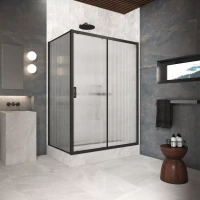 Угловые душевые ограждения ZP+ZPV Protec 100x80 черный матовый