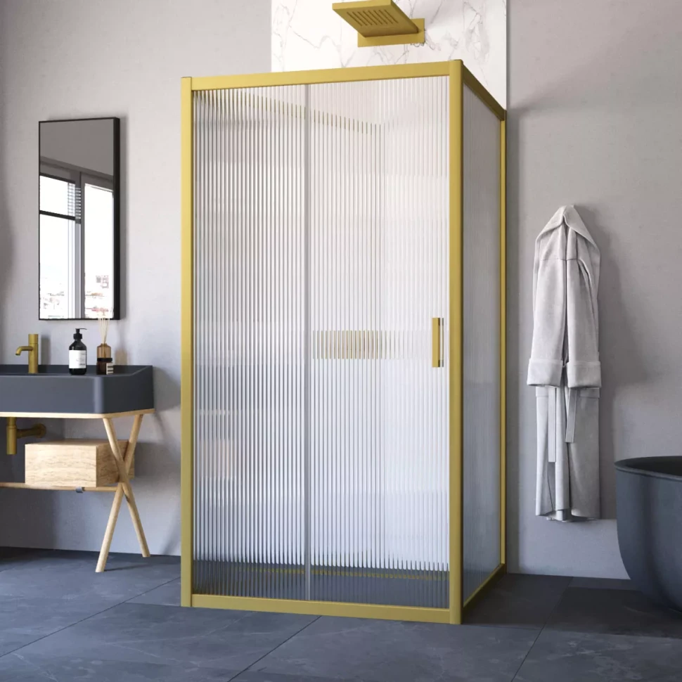 Душевой уголок Vegas-Glass ZP-U NOVO 100x100 золото матовое