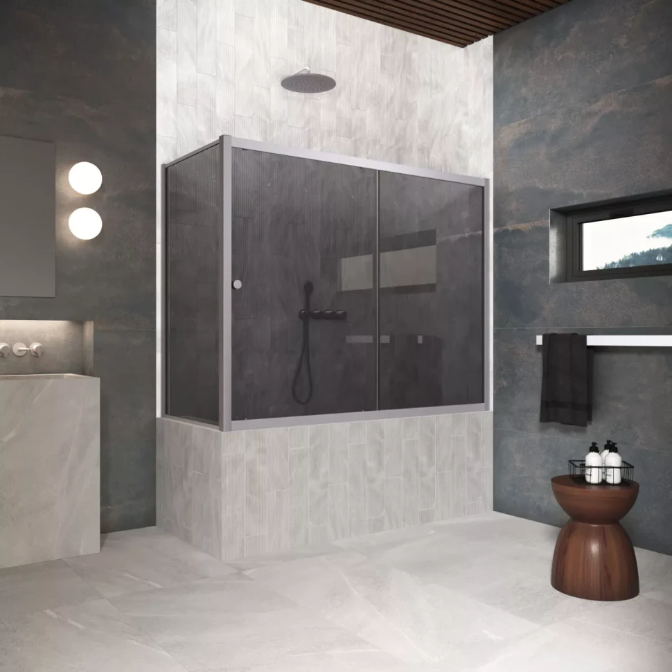 Шторки на ванну ZV+ZVF Protec 150x80 матовый хром