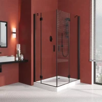 Угловые душевые ограждения с распашными дверями AFA-F LUX 120x100 черный матовый