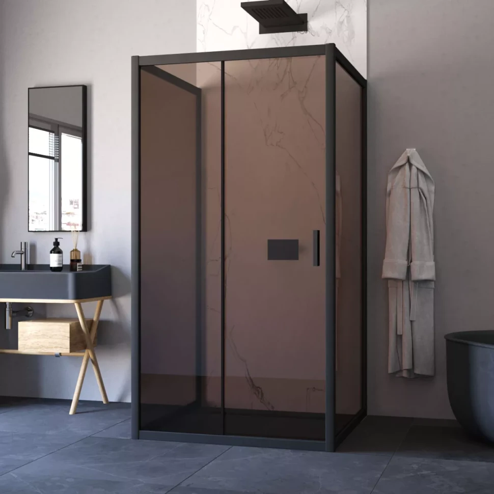 Душевой уголок Vegas-Glass ZP-U NOVO 100x100 черный матовый