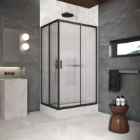 Угловые ограждения с раздвижными дверями ZA-F Protec 100x95 черный матовый