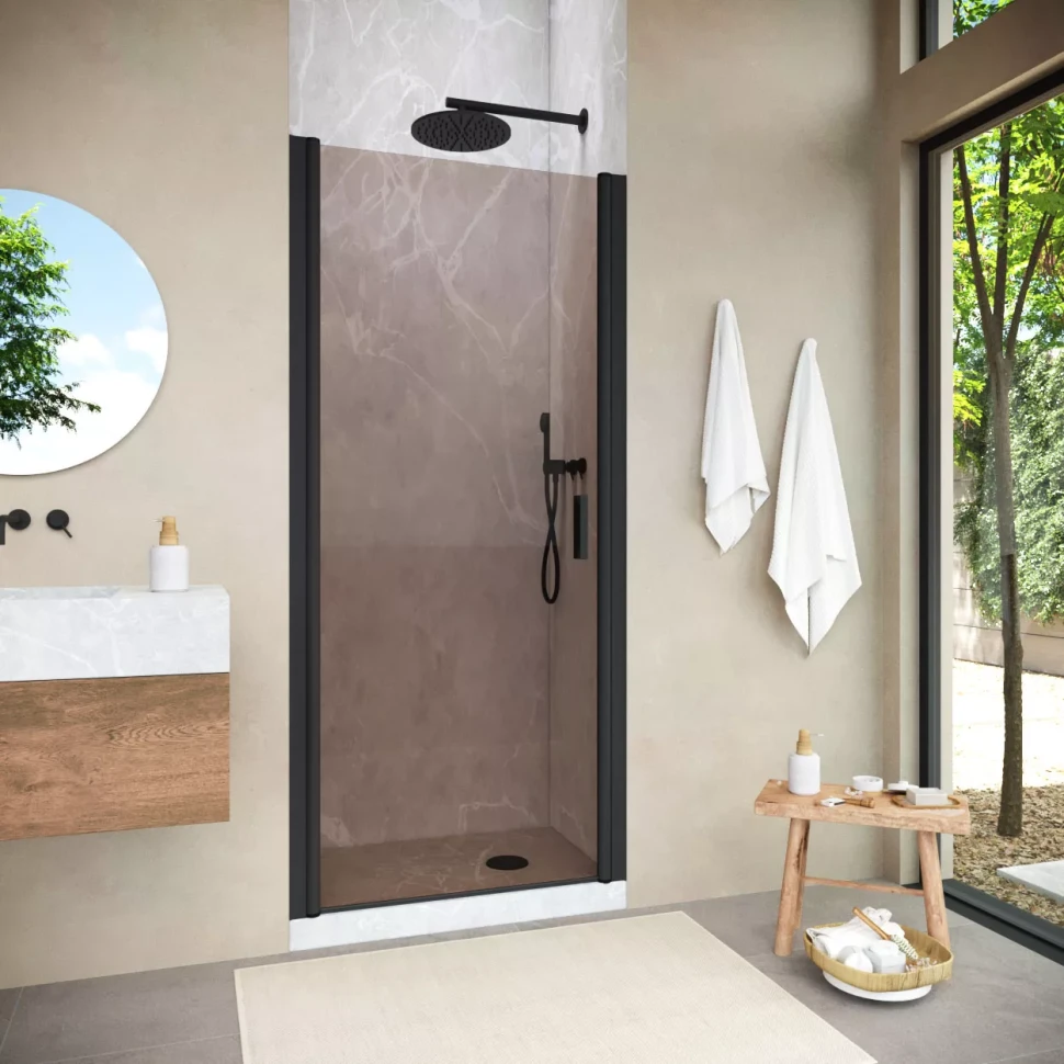 Душевая дверь в нишу Vegas-Glass EP NOVO 70 h200 черный матовый