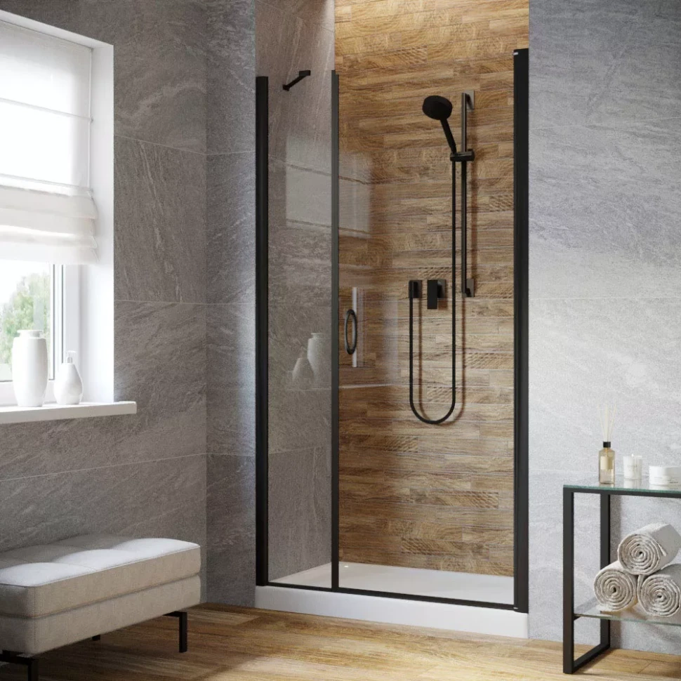 Душевая дверь в нишу Vegas-Glass EP-F-2 LUX 135 черный матовый