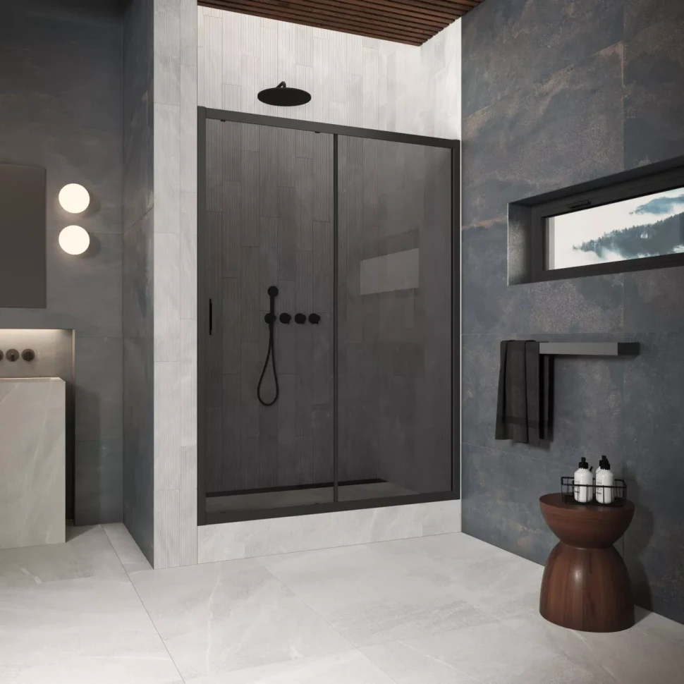 Двери в душевой проем ZP Protec 150 черный матовый