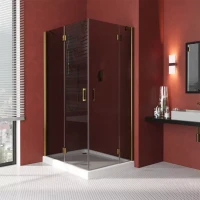 Угловые душевые ограждения с распашными дверями AFA-F LUX 120x110 бронза