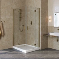 Угловые душевые ограждения с распашными дверями AFA-F LUX 120x110 бронза