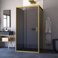 Душевой уголок Vegas-Glass ZP-U NOVO 100x90 золото матовое