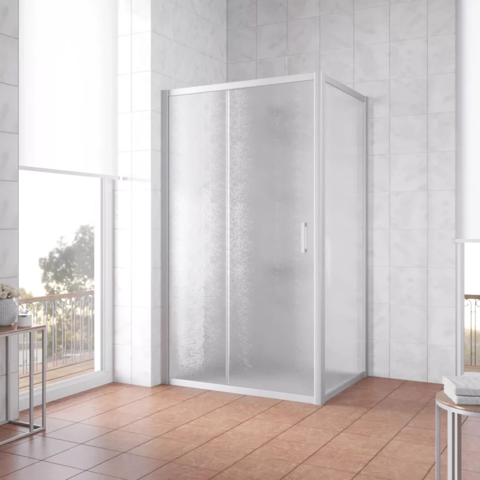 Душевой уголок Vegas-Glass ZP+ZPV NOVO 115x100 матовый хром