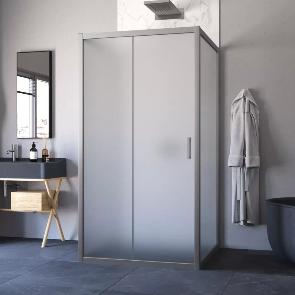 Душевой уголок Vegas-Glass ZP-U NOVO 100x90 матовый хром