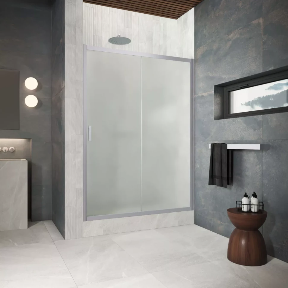 Двери в душевой проем ZP Protec 155 матовый хром