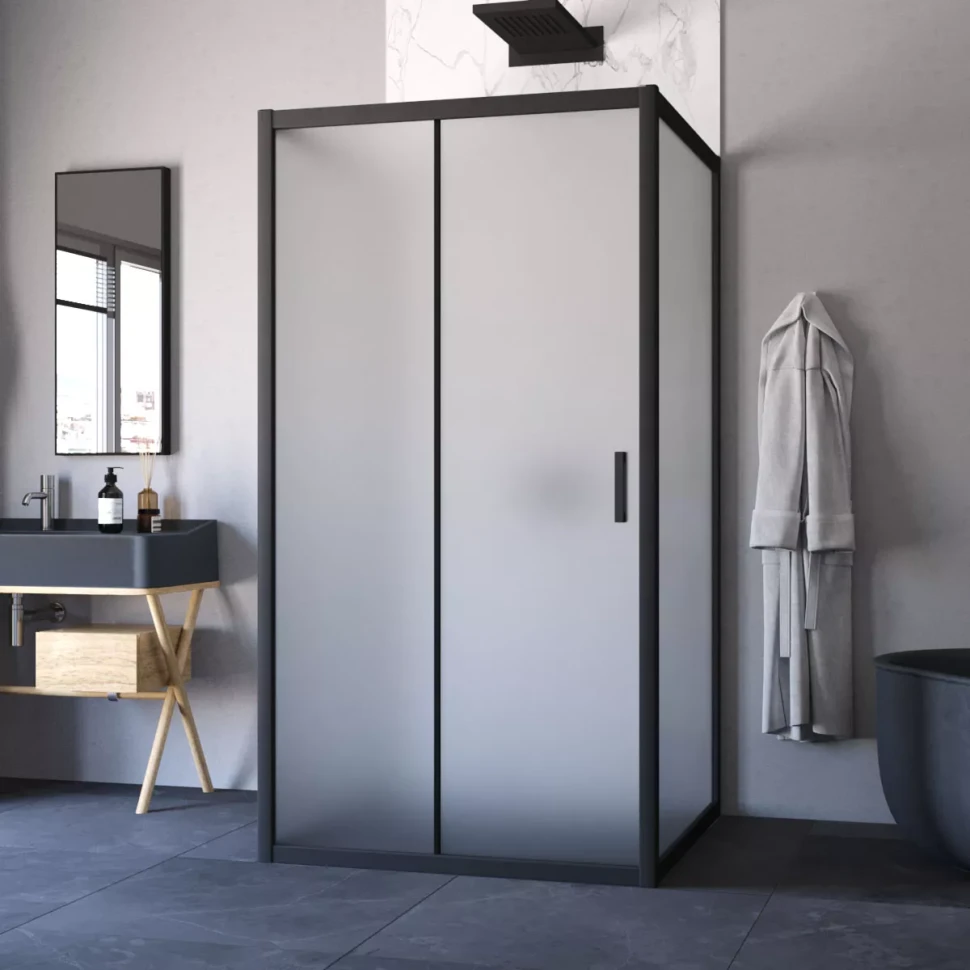 Душевой уголок Vegas-Glass ZP-U NOVO 100x90 черный матовый