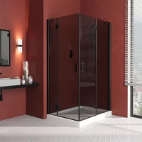 Угловые душевые ограждения с распашными дверями AFA-F LUX 120x110 черный матовый