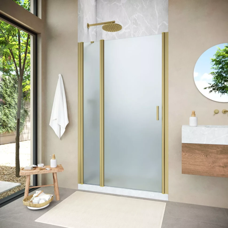 Душевая дверь Vegas-Glass EP-F-1 NOVO 140 h189 золото матовое