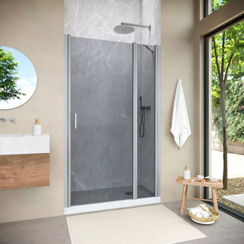 Душевая дверь Vegas-Glass EP-F-1 NOVO 140 h189 матовый хром