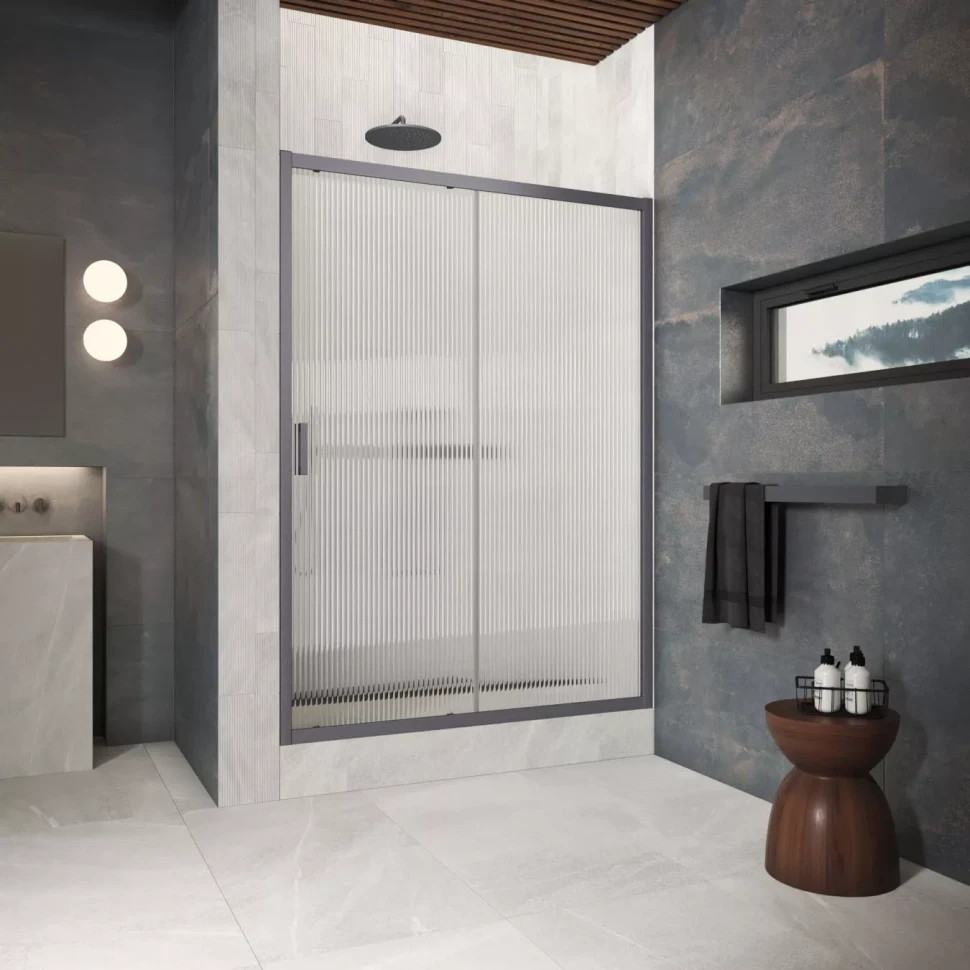 Двери в душевой проем ZP Protec 155 Тёмная оружейная сталь (GunMetal)