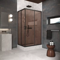 Угловые ограждения с раздвижными дверями ZA-F Protec 110x100 черный матовый