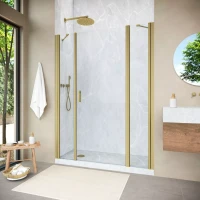 Душевая дверь Vegas-Glass EP-2F NOVO 145 h200 золото матовое