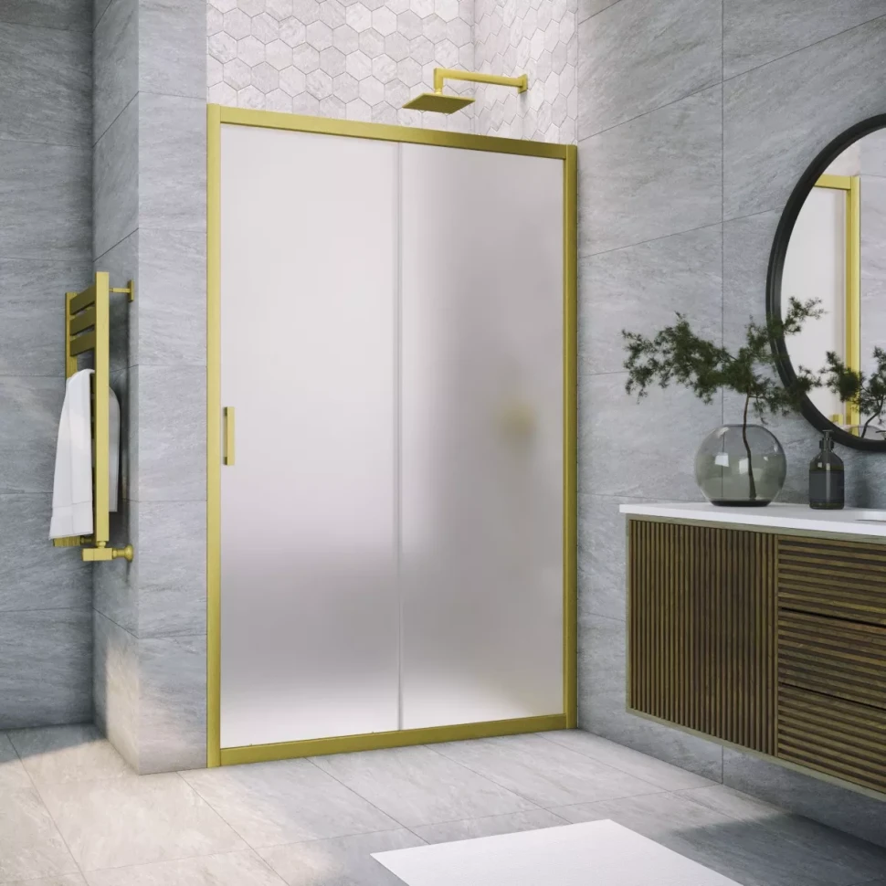 Дверь в душевой проем Vegas-Glass ZP NOVO 130 золото матовое