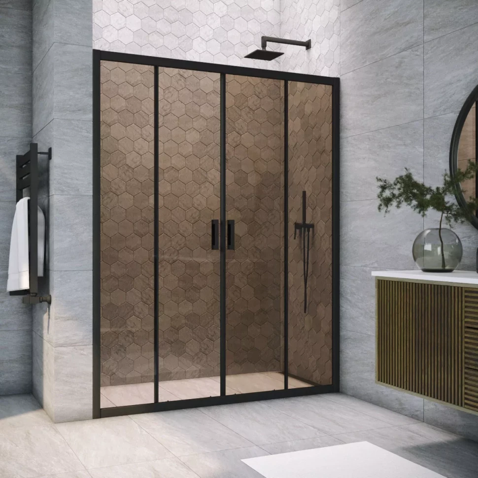 Дверь в душевой проем Vegas-Glass Z2P NOVO 155 черный матовый