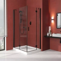 Угловые душевые ограждения с распашными дверями AFA-F LUX 120x90 черный матовый