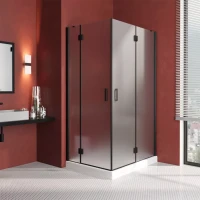 Угловые душевые ограждения с распашными дверями AFA-F LUX 120x90 черный матовый