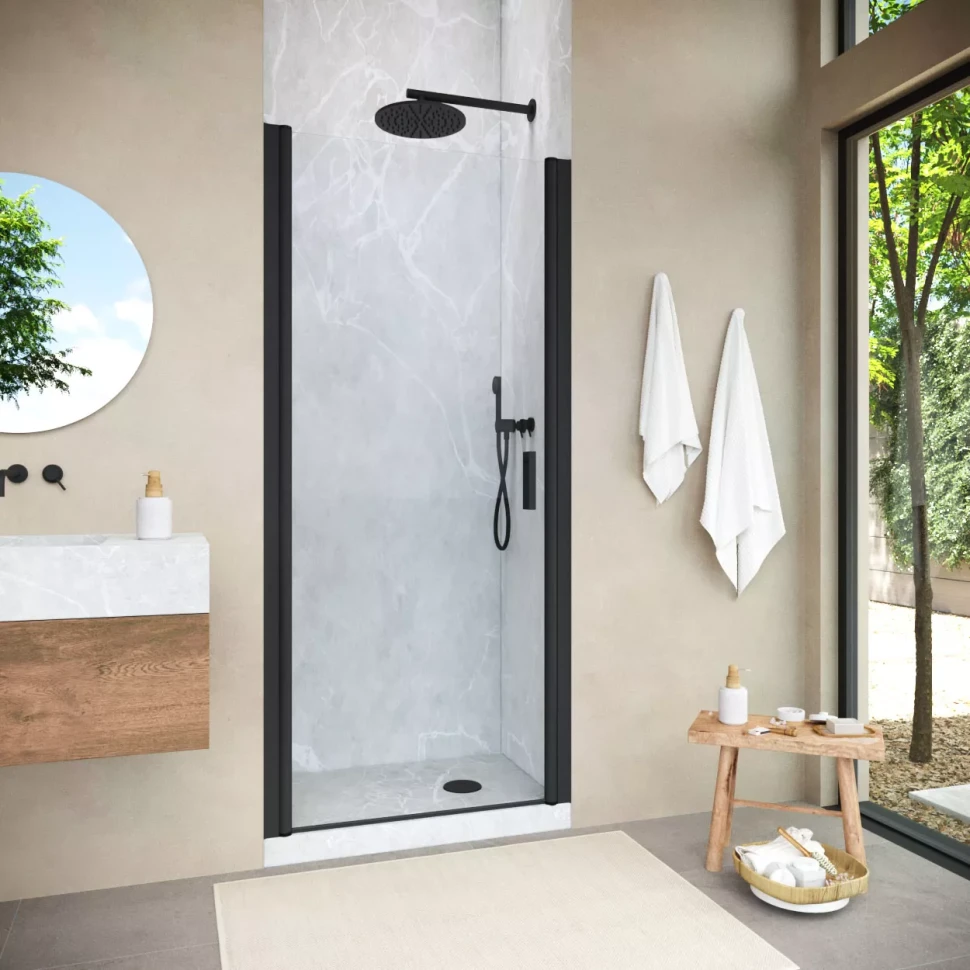 Душевая дверь в нишу Vegas-Glass EP NOVO 75 h200 черный матовый