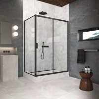 Угловые душевые ограждения ZP+ZPV Protec 150x75 черный матовый